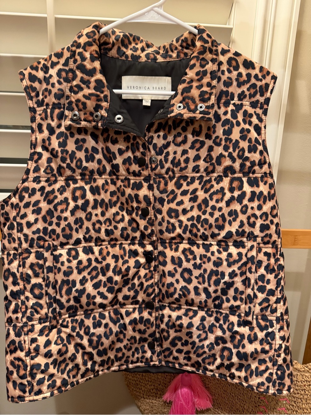 Veronica Beard Leopard Quilted Vest in Tan and Black